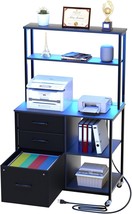 File Cabinet With Drawers And Shelves,Mobile Printer Stand With Storage,... - £109.14 GBP