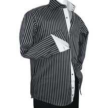 Men Shirt J.Valintin Turkey-Usa 100% Egyption Cotton Axxess Style 1594-14 Black image 2