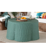 Claire Bohemian Seafoam Green Scalloped Rattan Coffee Table - $139.00