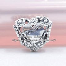 Mother’s Day Collection 925 Sterling Silver Openwork Flower Heart Mummy Charm - £13.62 GBP