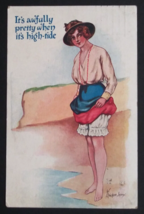 Pretty at High Tide Blackpool Stocker Shaw Humor Funny Comic Postcard c1910s - £7.80 GBP