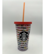 Starbucks 16oz Cold Cup Tumbler Flower Floral Stripes 2017 - $25.65
