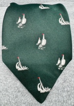 Sailboat Tie Nautical Novelty Necktie Yacht Club Sailing Maritime Green ... - $17.81