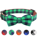 Dog or Cat Bow Tie,  Collar with Bow Tie Buckle Light Plaid  Adjustable ... - £16.39 GBP