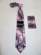 Men's Stacy Adams Necktie and Hankie Set Fancy Design Silky Look SAT2 Pink image 2