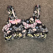 Wenly Leng Bikini Top Womens Small Black Pink Floral Butterfly Swimsuit - $13.99