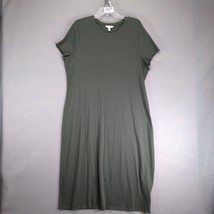 Terra &amp; Sky Green Ribbed Knit Shift Midi Dress Plus Size 2X Casual Minim... - $20.00