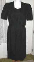 BLACK Embossed Brushed Cotton Dress &amp; Jacket Size 14 Lanz Originals - £31.44 GBP