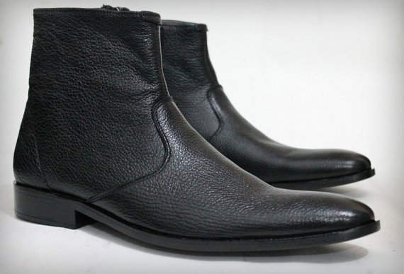 Handmade Custom made Men Black Ankle High Heal LOAFER STYLE SHOES