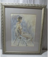 Vtg Watercolor Nude Woman John Rowley  Signed and Framed Matted - £119.53 GBP