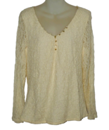 Alfani Cream Ivory Lace Buttons Long Sleeve Top Size XL - $23.75