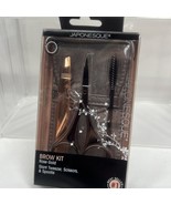 JAPONESQUE Luxe Brow Kit Rose Gold Slant Tweezers Scissors Spoolie GIFT SET - $8.52 CAD