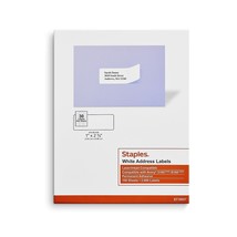 Staples Laser/Inkjet Address Labels 1&quot; x 2 5/8&quot; White 30 Labels/Sheet - $27.46