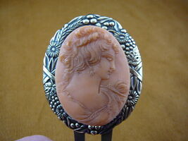 (CHL7-8) CAMEO HAIRPIN orange Classic lady hair up brass stick pin stick... - €22,66 EUR