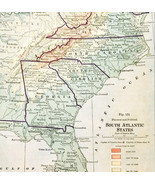 1920 Map South Atlantic States Physical Political Virginia NC SC GA FLA ... - €25,73 EUR