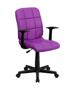 Vibrant Purple Quilted Vinyl Swivel Task Office Chair with Arms - €171,34 EUR