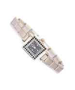 Black Square Bling Italian Charm Watch - Trendy 90s Jewelry Bracelet WW4... - $15.72