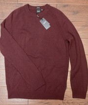 Hugo Boss $398 Men&#39;s Banilo Regular Fit Dark Red 100% Cashmere Knit Swea... - $106.91