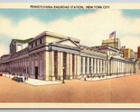 Pennsylvania Ferrovia Stazione New York Città Ny Nyc Unp Lino Cartolina H15 - $3.02