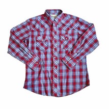 Wrangler Shirt Mens Large Big Western Pearl Snap Ranch Cowboy Plaid - £15.77 GBP