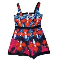 Peter Pilotto Red Floral Jacquard Romper with Pockets Women&#39;s US 12 - £24.17 GBP