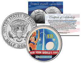 WORLD&#39;S FAIR 1939 NEW YORK * 75th Anniversary * 2014 JFK Half Dollar US ... - $12.16