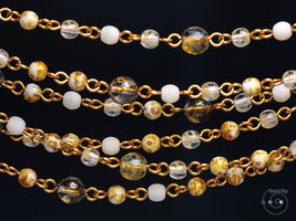 long boho necklace, caramel yellow Czech glass beads, great for boho layering - $34.00