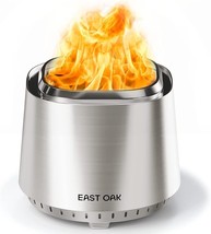 EAST OAK 17&#39;&#39; Pan Stove Stainless Steel Smokeless Fire Pit with Fire Poker an... - £92.79 GBP
