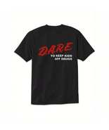 90s Retro Graphic Tee - Black Cotton Men&#39;s T-Shirt With Vintage D.A.R.E.... - $9.99
