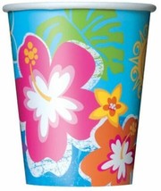 Hula Beach Party 8 9 oz Hot Cold Paper Cups Hibiscus Flower - $2.96