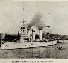 1914 WW1 Print German Light Cruiser Stettin Warship Antique Military Col... - £37.26 GBP