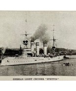 1914 WW1 Print German Light Cruiser Stettin Warship Antique Military Col... - £37.37 GBP