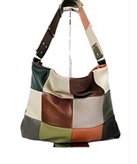 Patchwork Leather Hobo Bag: Earth Tone Shoulder Tote - $185.00