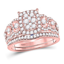 14kt Rose Gold Round Diamond Vintage-inspired Bridal Wedding Engagement Ring Set - £1,118.29 GBP