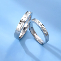 925 Sterling Silver Mountain Ocean Design Matching Couple Band Set - $746.72