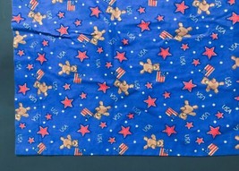 Teddy Bear Pillowcase Rustic American Patriotic Cutter Fabric Material - £3.11 GBP