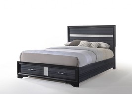 Beige And Black Upholstered Wooltwo Drawer Bed - $1,344.09 CAD