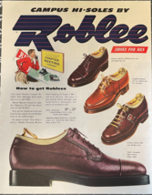 1949 Roblee Vintage Print Ad Campus Hi-Soles Shoes For Men Footwear Adve... - $14.45