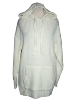 Women&#39;s Sweater Hoodie Ivory Long Sleeve Oversized Medium M Pullover NEW - £17.69 GBP