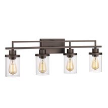 4-Light Vintage Bathroom Vanity Lightoil Rubbed Bronze Finish with Clear Glass â - $110.87