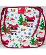 SET OF 2 THIN CUSHION CHAIR PADS (13.75&quot;x15&quot;) CHRISTMAS SANTA WITH NORTH... - £10.25 GBP