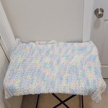 Vintage Handmade Crochet Baby Afghan Crib Blanket Soft Pastel Colors 46&quot;... - $370.83 MXN