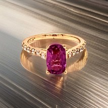 Diamond Purple Sapphire Ring 2 CT 14k Gold Certified $4,925 Women 915192 - £1,226.61 GBP