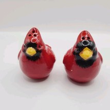 Vintage Cardinal Red Birds Salt and Pepper Shakers Ceramic set with stop... - $10.00