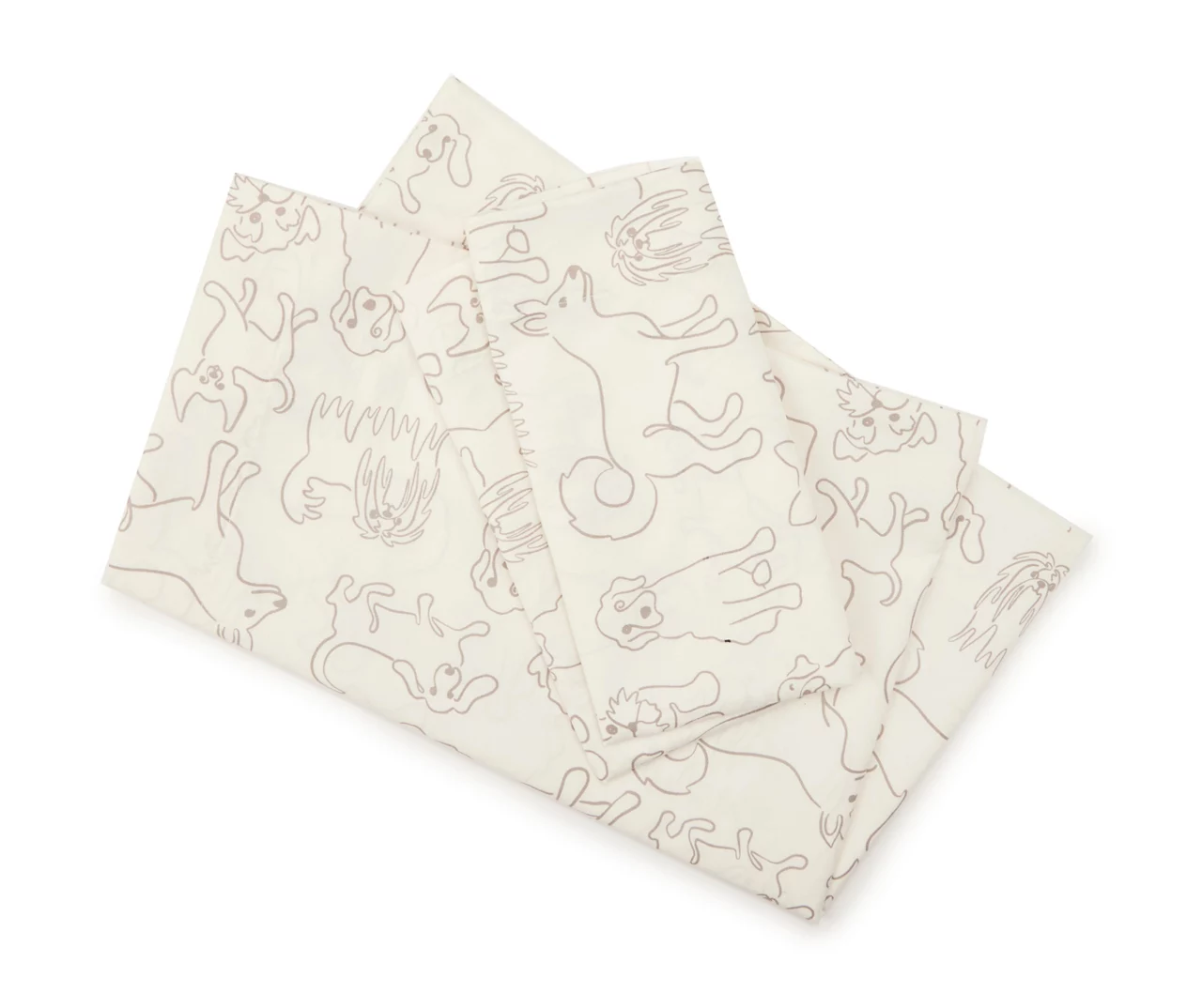 NEW King Sz 4 Pc Microfiber Sheet Set Cream &amp; Gray Puppy Dog Silhouettes... - £20.59 GBP