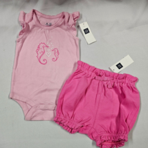Baby Girl Clothes Summer Ruffle Bodysuit Bloomers Shorts Gap Seahorse 0-3 NEW - £9.52 GBP