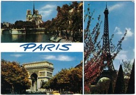 France Postcard Paris Eiffel Tower Arc d&#39;Triomphe Notre Dame - £2.33 GBP