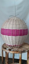 Rattan Handwoven Wicker Pink Air Balloon Shape 2 pcs set Hanging Pendant... - $186.28