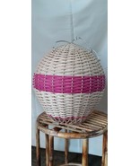 Rattan Handwoven Wicker Pink Air Balloon Shape 2 pcs set Hanging Pendant... - £139.79 GBP