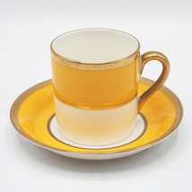 Porcelain China Tea Cup and Saucer Set made in England Gold Yellow Trim - £13.68 GBP